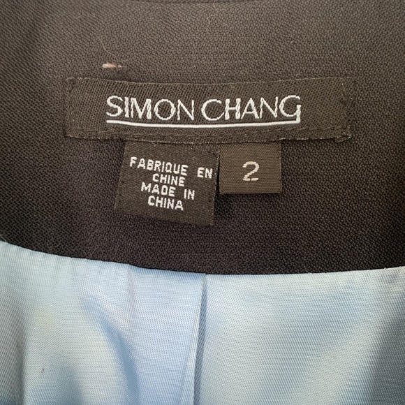 SIMON CHANG | Dark Navy Blue Wool Blazer Size 2 - Picture 2 of 4